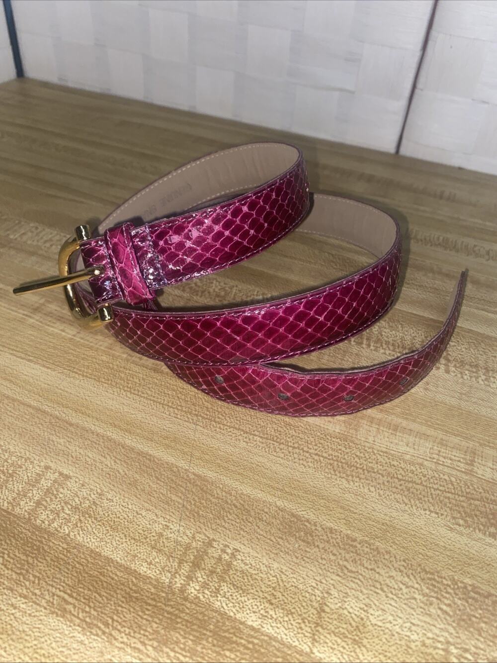 Women's Genuine Snake Skin Belt Women’s Burgundy Classic Sz Large 7/8” Wide